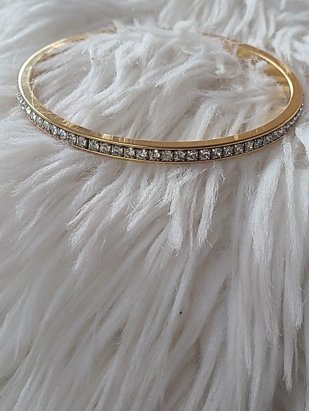 Swarovski Gold Toned Crystal Slim Bangle Bracelet- Good Condition